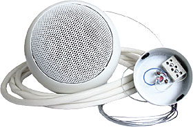 EN54-24, závěsný reproduktor 10W, kovový, bílý, 2m závěs a kabel