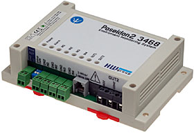 Poseidon2 3468 (4xDI, 2xsilové relé, pro až 8 senzorů 1-Wire UNI), na DIN lištu