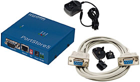 PortStore5 Set - Konvertor RS-232 na Ethernet + Buffer, vč.nap.adaptéru a kabelu