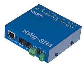 HWg-SH4 - Jednotka kontroly vstupu pro 2 čtečky, web rozhraní, DCD SW
