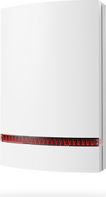 Venkovní sběrnicová siréna s bílým krytem, červený maják, s baterií