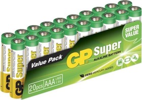 Alkalická baterie GP Super Alkaline AAA 1,5V, balení 20ks