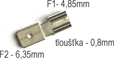 Redukce FASTON 187 (F1 4,7mm) na FASTON 250 (F2 6,3mm), balení po 10ks