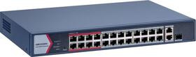 Smart managed switch, 24×100 Mb PoE port, 1× Gb combo, 1× Gb RJ45 uplink, 230 W
