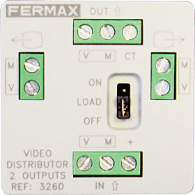 Mini videodistributor pro 2 videotelefony, rozměry 44x44x16 mm