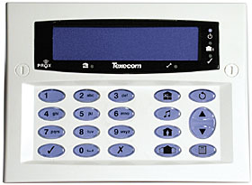 LCD klávesnice, bílá, plastová, zápustná se čtečkou a modrým podsvícením