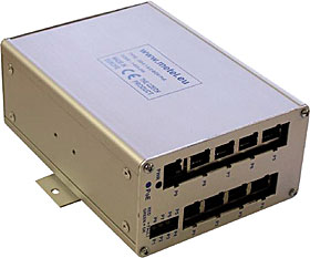 Průmyslový switch pro rozšíření PoE vstupů u LAN-RING 2G, 8xPoE, Box